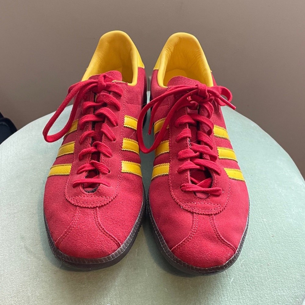 Adidas Men's Bold Red and Yellow Sneakers